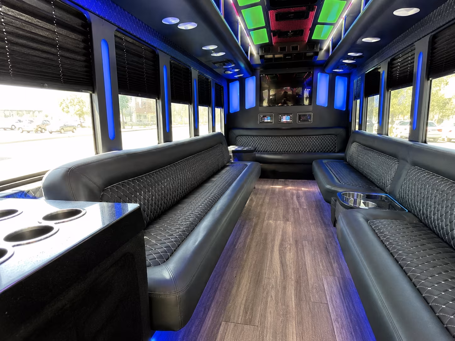 palmdale 15 passenger party bus inside