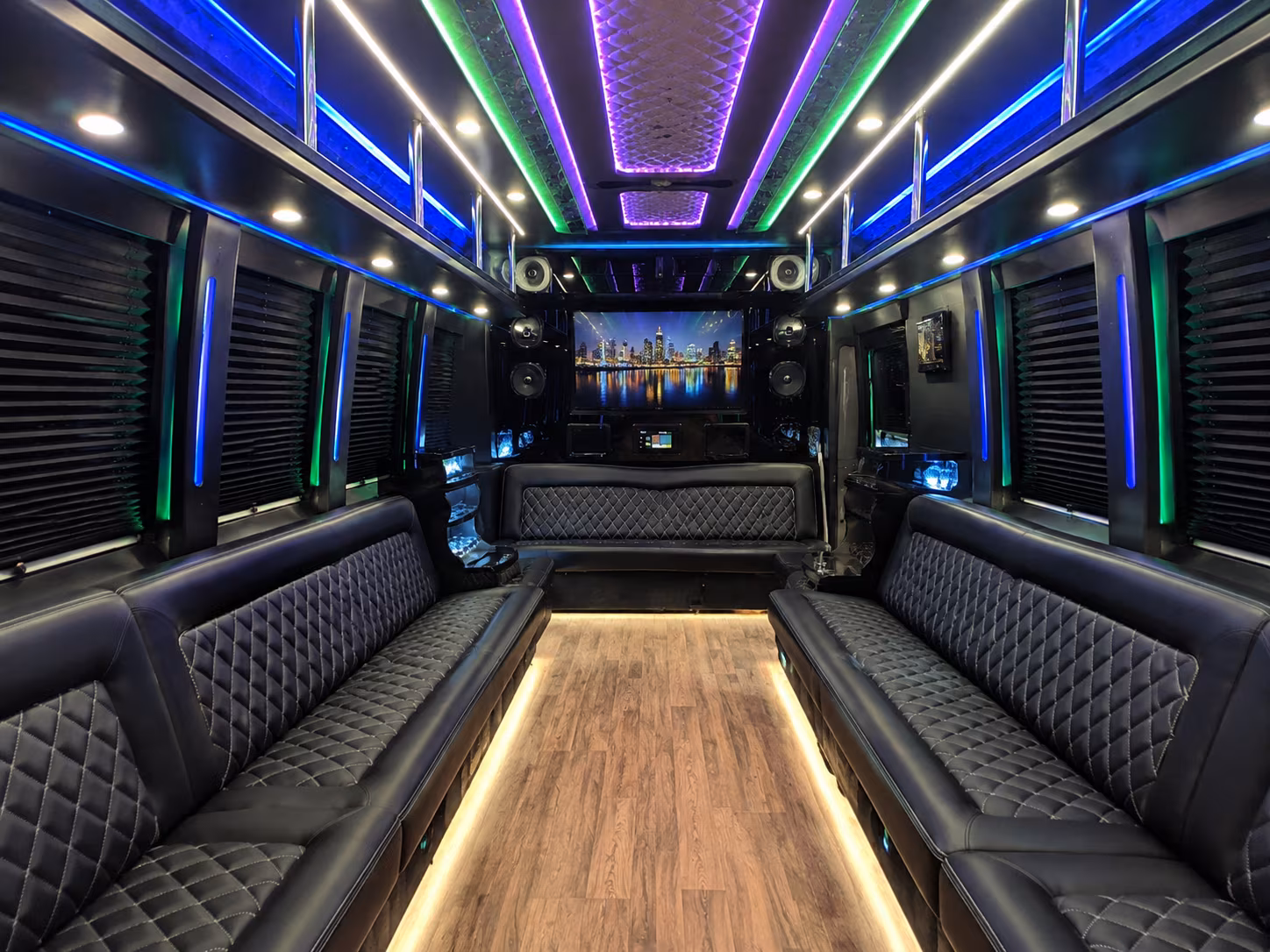 palmdale 25 passenger party bus interior