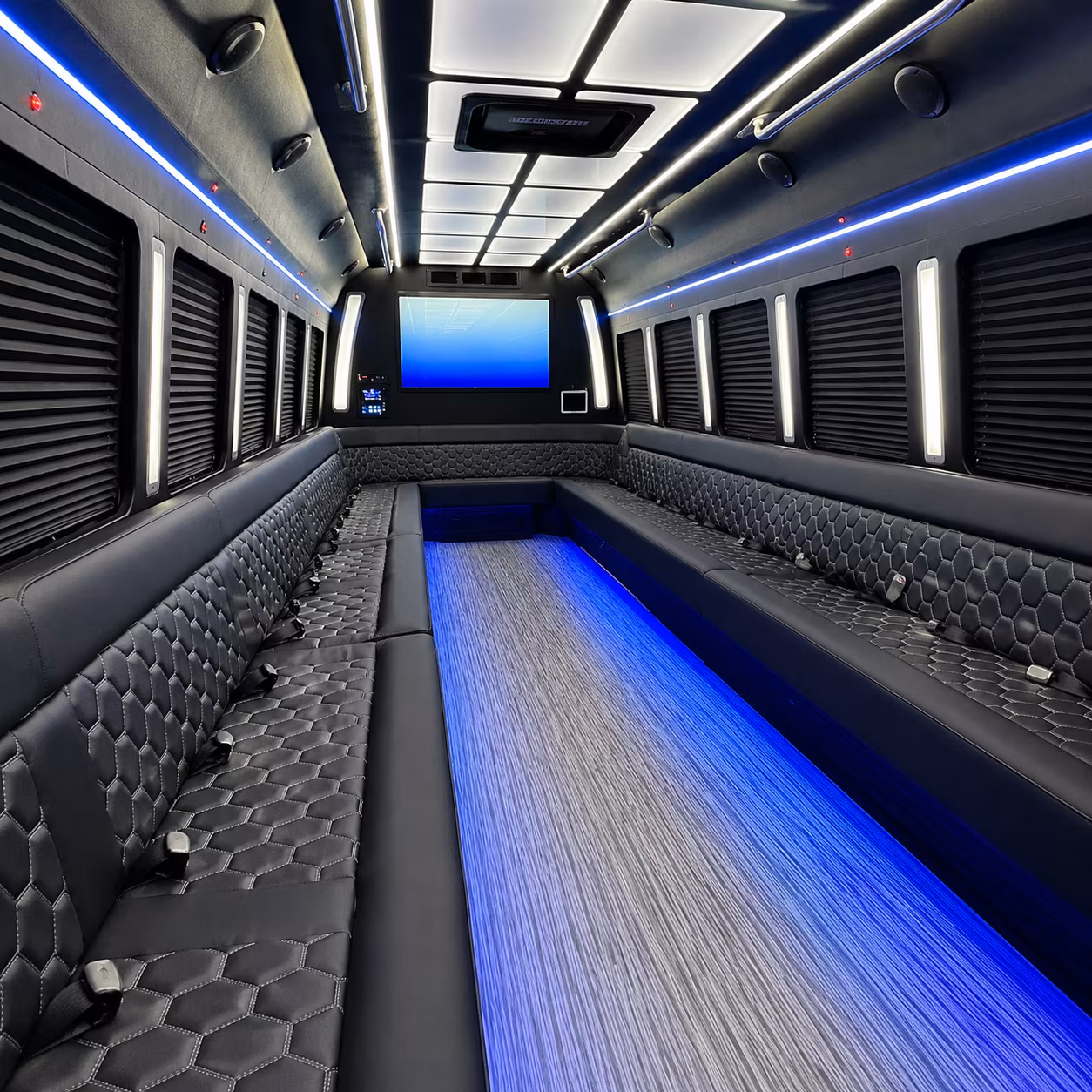 palmdale 50 passenger party bus inside